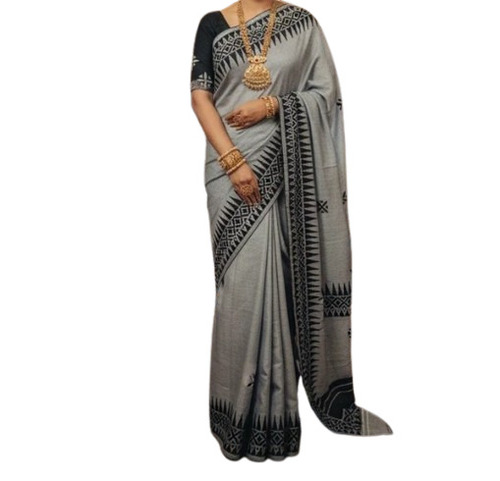 Kathiawadi Work Saree - Color: Grey
