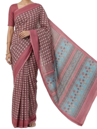 Ladies Crepe Saree - Color: Dark Blue