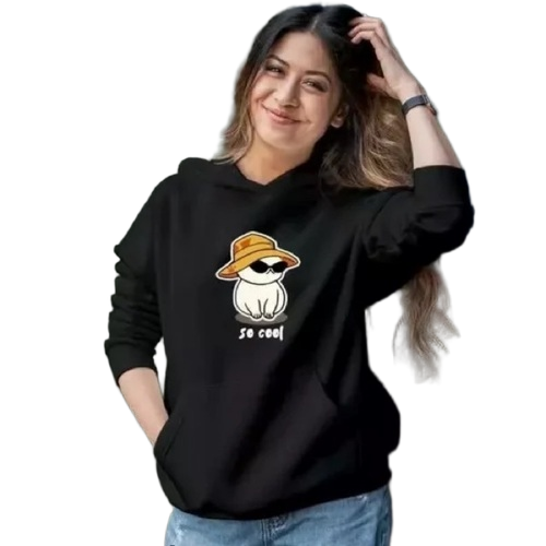 Black Ladies Print Hoodie