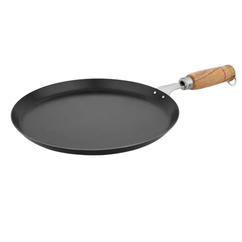 Cast Iron Wooden Handle Multi Tawa - Color: Black