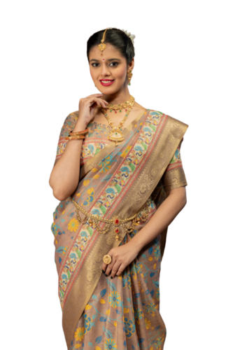 Premium Erode Banarasi Kanjivaram Silk Cotton Zari Weaving Saree - Application: Jacquard Woven Border
