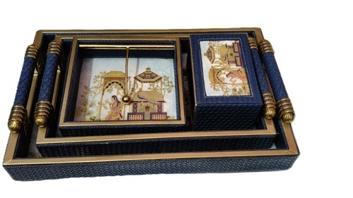 Rectangular Leather Tray Set