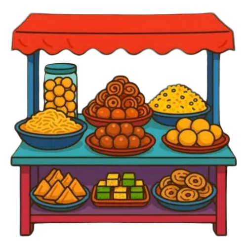 Commercial Food Stall - Metal Countertop, Vibrant Color | Compact Structure, Durable Build, Weather Resistant, Spacious Counter, Customer Friendly Food Display