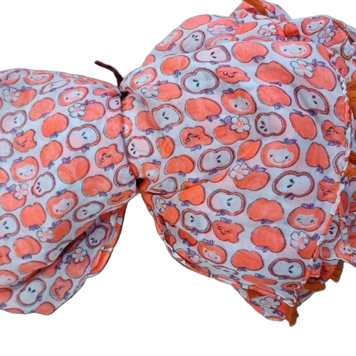 22*72 Inch Printed Scarf With Tassel - Cotton, 22x72 Inch, Orange White, Lightweight | Soft Texture, Breathable, Vibrant Colors, Elegant Design