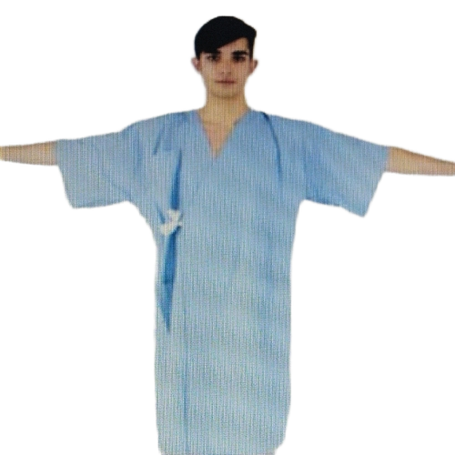 Cotton Patient Gown - Soft Cotton, Size M/S, Light Blue | Durable Stitching, Breathable, Lightweight