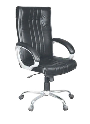 High Back Office Chair - Leather, Standard Size, Black | Durable, Easy To Clean, Polished Finish