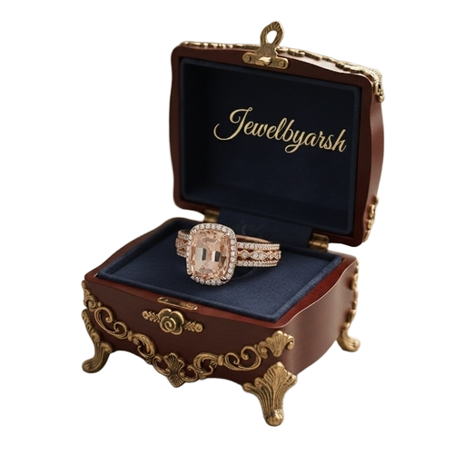 Morganite Gold Rings - Gold, Customized Size, Golden Color | Durable, Round Shape, Fine Finished