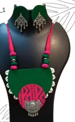 Handmade Fabric Necklace And Earring Jewelry Set - Color: Comes In Various Colors