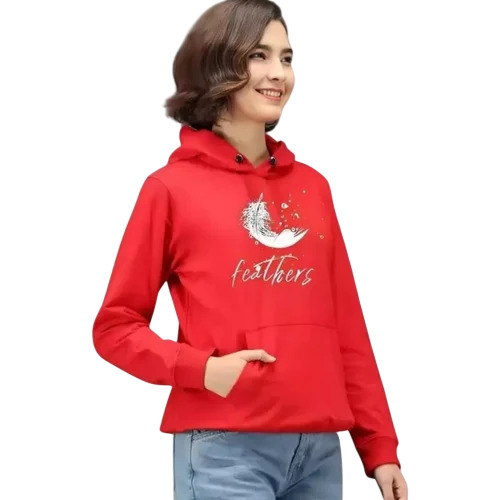 230Gsm Red Cotton Ladies Hoodie - Feature: Comfortable To Wear
