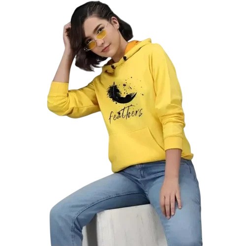 230Gsm Yellow Cotton Ladies Hoodie - Feature: Washable