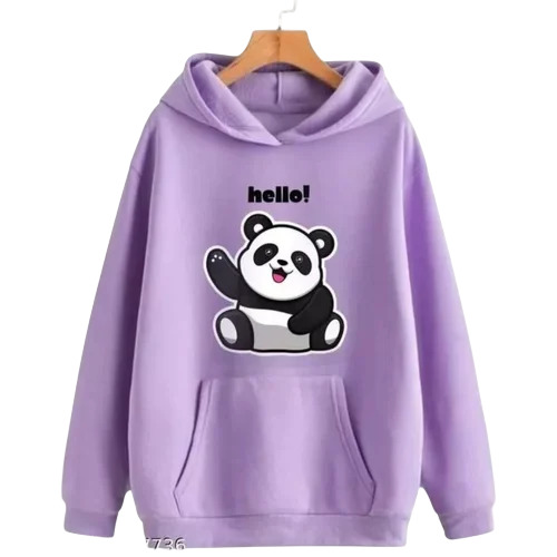Purple Panda Printed Ladies Cotton Hoodies - Ethnic Region: Indian