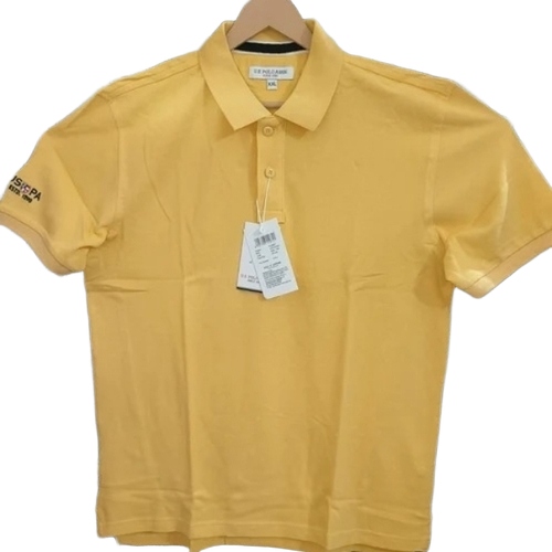Collar T Shirt - Cotton, S to XXXL, Yellow | Polo Collar, Quick Dry, Lightweight, Neatly Stitched