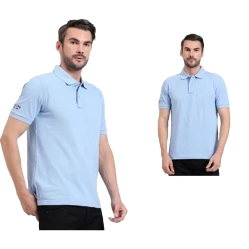 Collar T Shirts - Cotton, Sizes S-XXXL, Sky Blue | Quick Dry, Neatly Stitched, Lightweight, Crease Resistant