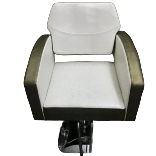 Hydraulic Saloon Chair - Stainless Steel and Leather, Grey White | Rotatable, Easy to Clean, Custom Size