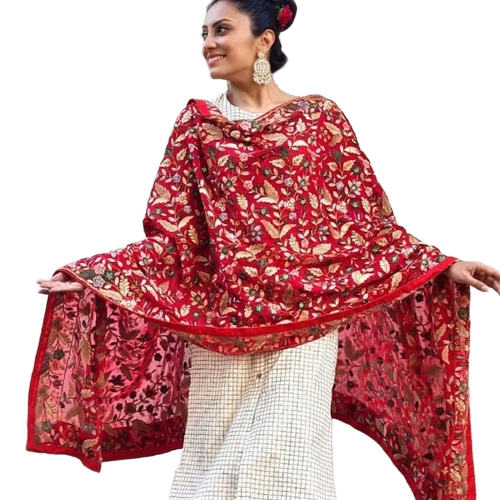 Printed Suit Dupatta - Soft Breathable Fabric, Standard Size, Red | Anti Wrinkle, Quick Dry, Washable, No Fade