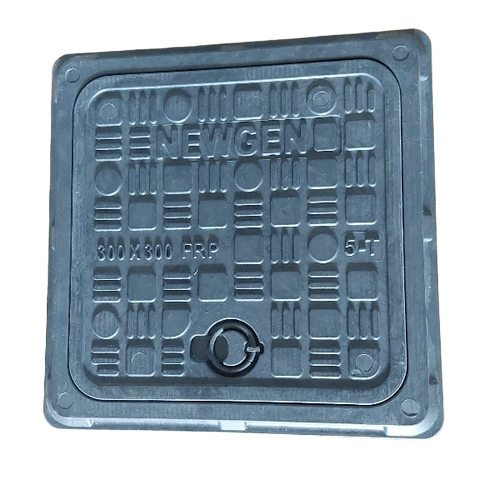 Square Iron Manhole Cover - Iron, 24 Inch, Black, Bitumen Coated, Lockable, Anti-Skid