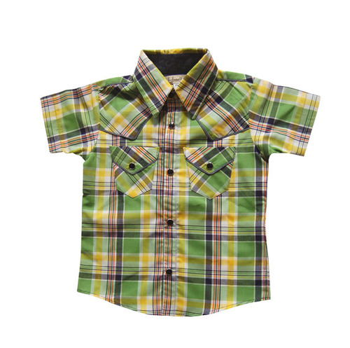Kids Shirts - Cotton, Sizes S-XXXL, Green, Classic Collar, Anti Wrinkle, Breathable, Quick Dry