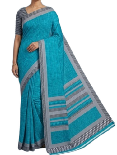 Fashionable Crepe Sarees - Crepe, 6.30m, Blue | Super Soft, Wrinkle Free, Vibrant Printed Design