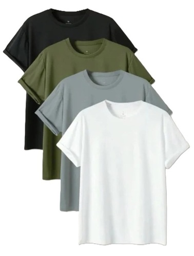 Plain Mens T Shirts - Cotton Fabric, Customized Size, Solid Color | Round Neck, Short Sleeves, Soft Texture, Breathable, Casual