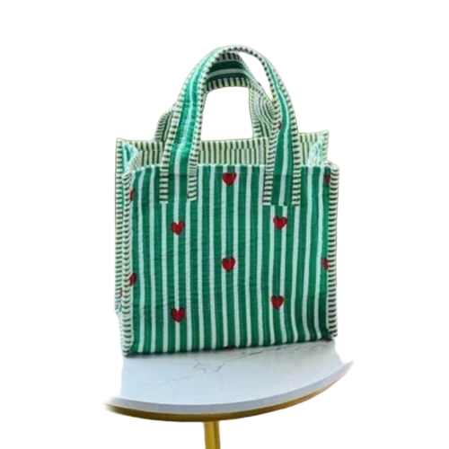 Heart Printed Mini Tote Bag - Soft Durable Fabric, Multi Color | Lightweight, Compact, Stylish Daily Use