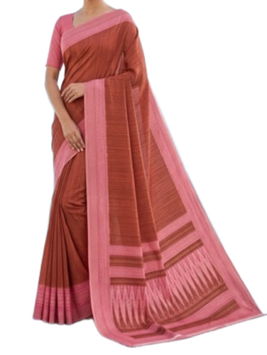 Fashionable Crepe Saree For Ladies - Color: Earth Brown