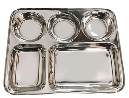 5 Compartment Stainless Steel Plate