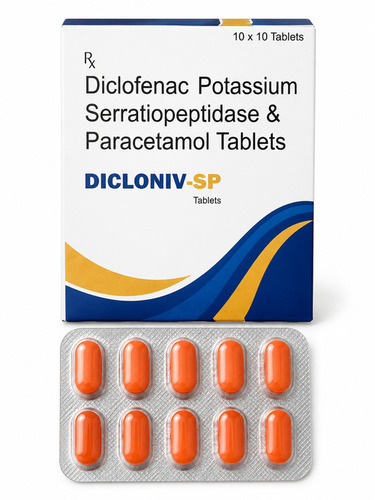 Diclofenac Potassium Serratiopeptidase & Paracetamol Tablets - Brand Name: Dicloniv Sp Tab