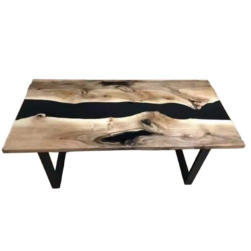 Black Epoxy Resin Wood Center Table