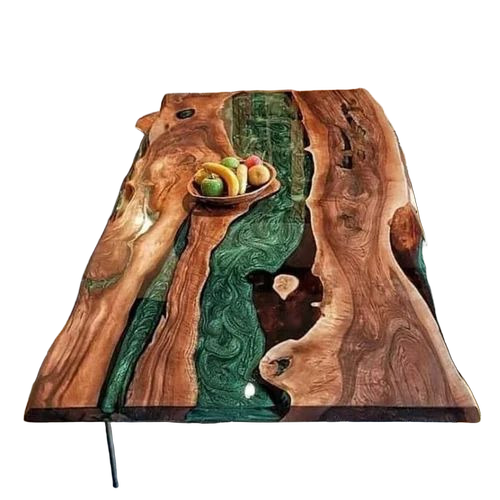 Green Epoxy Resin Wood Rectangle Table