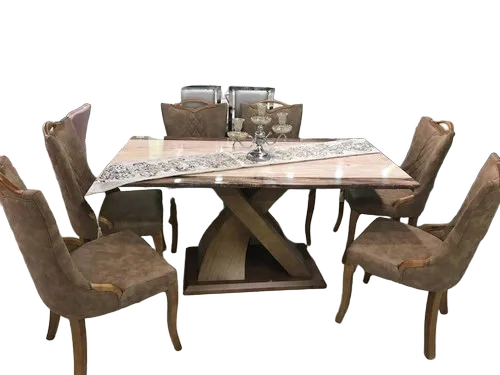 Brown Rectangular Dinning Table Set - General Use: Indoor Furniture