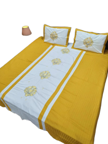Dark Brown Embroidery Cotton Double Bedsheet