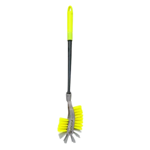 Toilet Brush In Gray Colour - Recycled Plastic, Standard Size, Double Hockey Brush Head | Plastic Handle, PP Bristles
