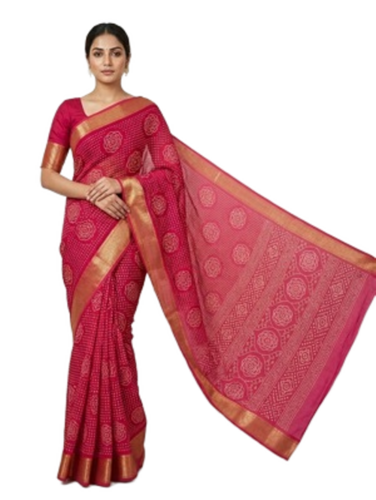 Art Silk Sarees - Color: Rani Pink
