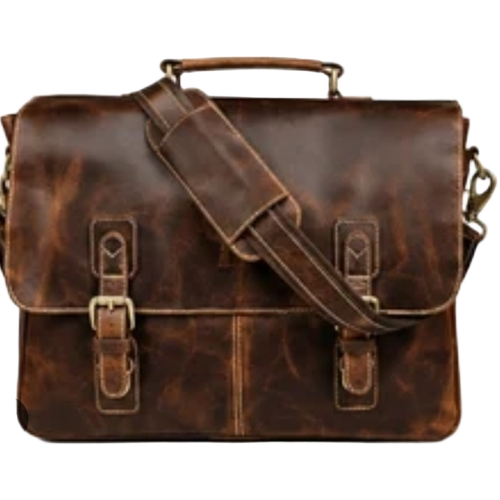 Mens Leather Bag - Brown Genuine Leather, Dark Brown, PU Coating | Spacious Compartments, Water Resistant, Comfortable Carry, Secure Closure