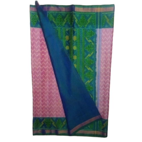Pink And Green Silk Patora Saree - Silk, Green and Pink, Banarasi Style, Traditional Weave, Elegant Draping