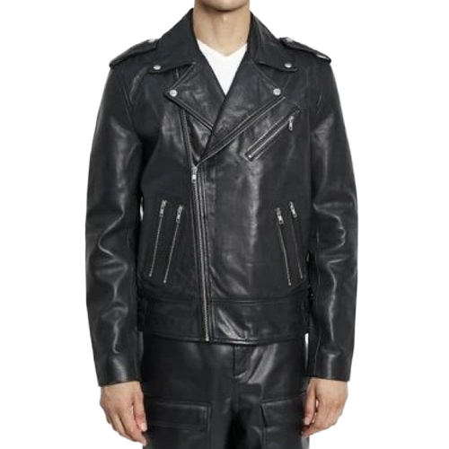 Pure Black Gents Leather Jacket