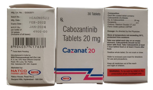 Cazanat 20 Cabozantinib Tablets - Shelf Life: 24 Hours