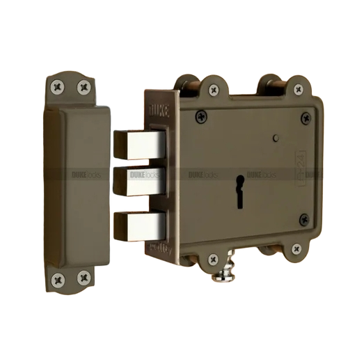 Door Lock 3 Square Bullet 8 Levers 125mm Double Action Locking with 3 Chrome Finish Keys Grey