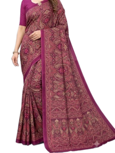 Stylish Crepe Printed Sarees - Color: Wine