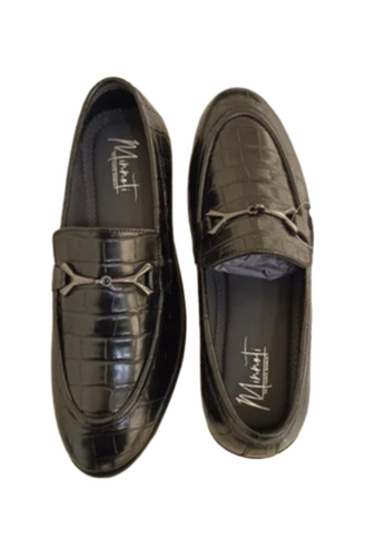 Black Leather Casual Loafer Shoes For Men