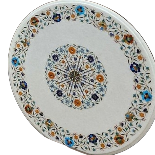 Handmade White Marble Inlaid Plate