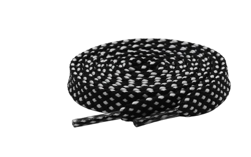 Black White Twill Weave Flat Shoe Lace - Polyester 100 cm 10 mm White Black Brown Washable