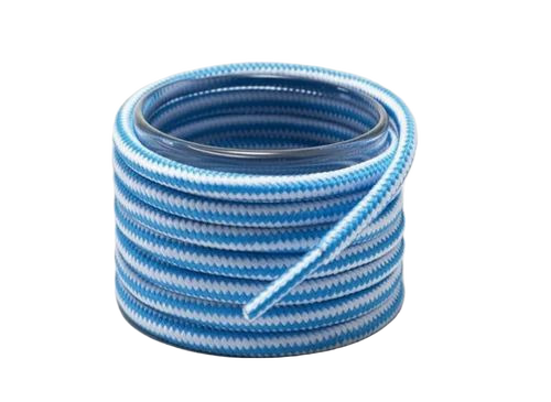 Blue White Two Tone Round Drawcord - 4mm Polyester, 100cm Length, Plastic Aglet | Blue Sportswear Cord