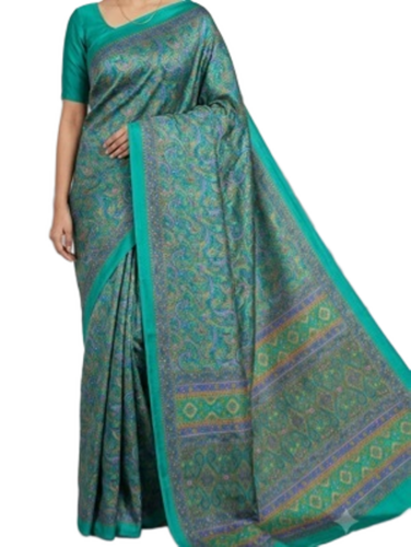 Printed Saree For Daily Use - Color: Green