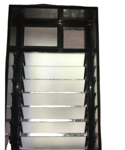 Aluminium Powder Coated Bathroom Louver Window - Color: Black