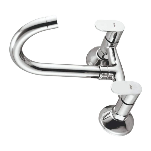 Stainless Steel Delta Sink Mixture Wall Mounted - Double Handle, Silver Satin Finish | Durable Bathroom Fitting