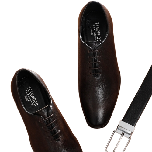 Breathable Lining Mens Leather Shoes - Cow Leather, Black, Machine Stitched | Slip Resistant, Strong Stitching, Lightweight, Breathable Lining, Classic Style, Professional Look