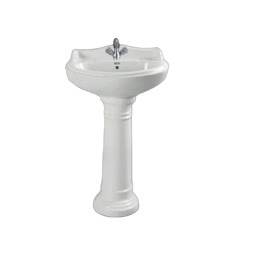 Ceramic White Pedestal Wash Basin - Feature: Anti Crack
