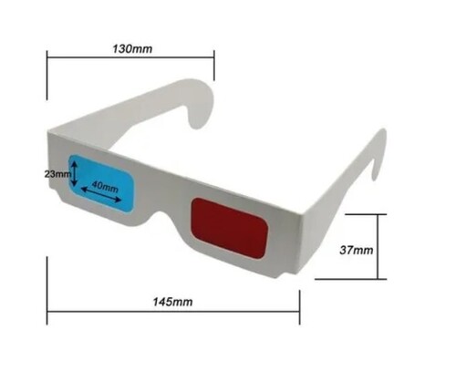 3D Anaglyph Paper Glasses - Frame Color: White