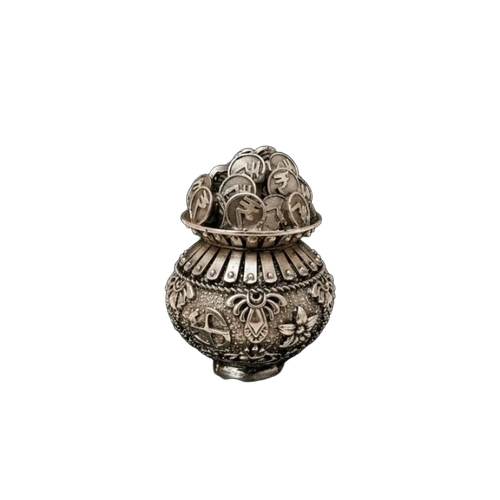 Silver Plated Kuber Kalash - Size: Standard